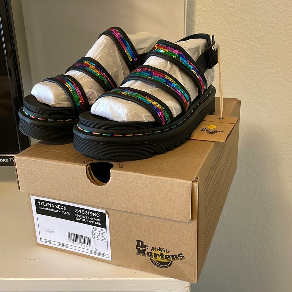Doc marten yelena sequin sandals size 7 womens